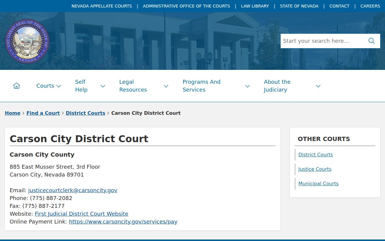 Carson City criminal court cases District Court directory