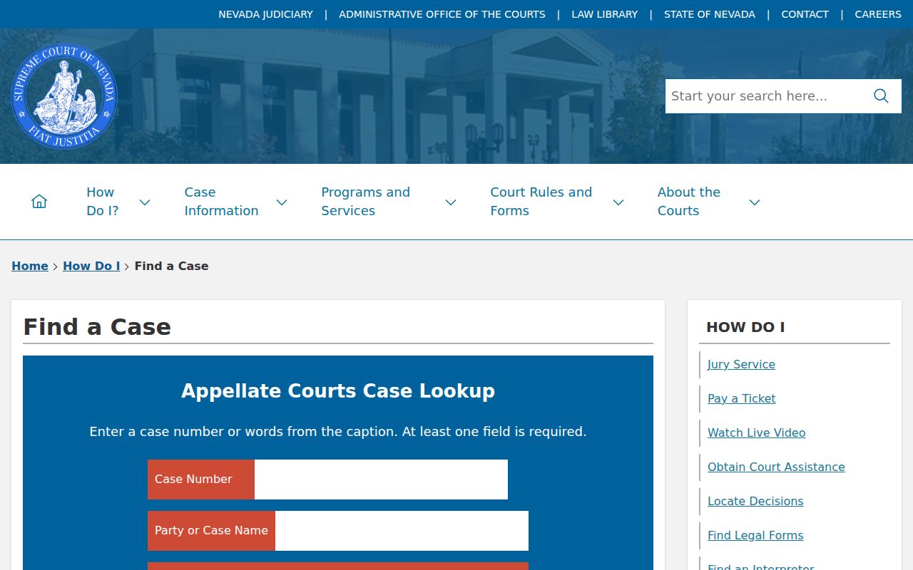 Carson City criminal court cases Nevada appellate lookup