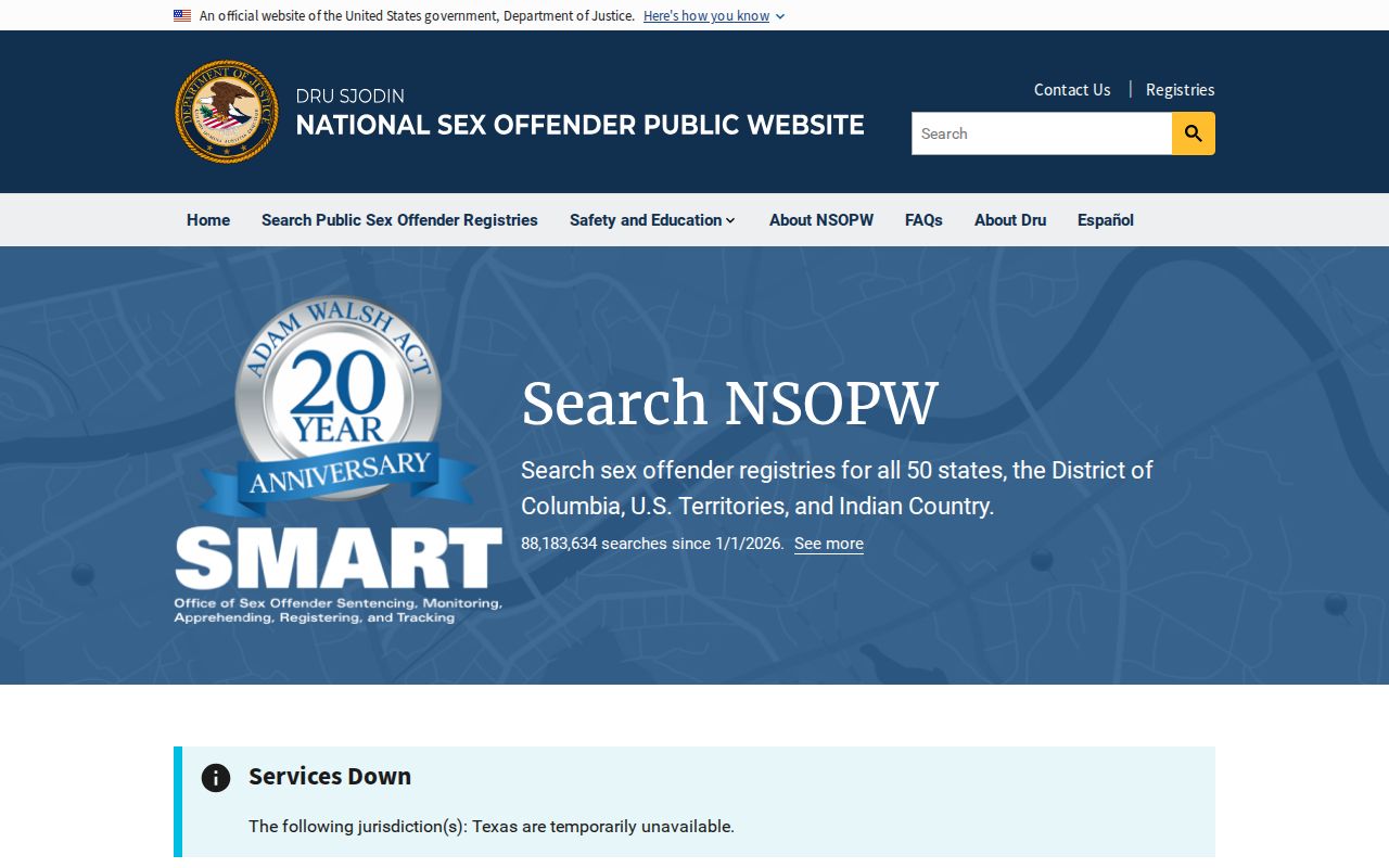 Carson City sex offender search through national NSOPW portal