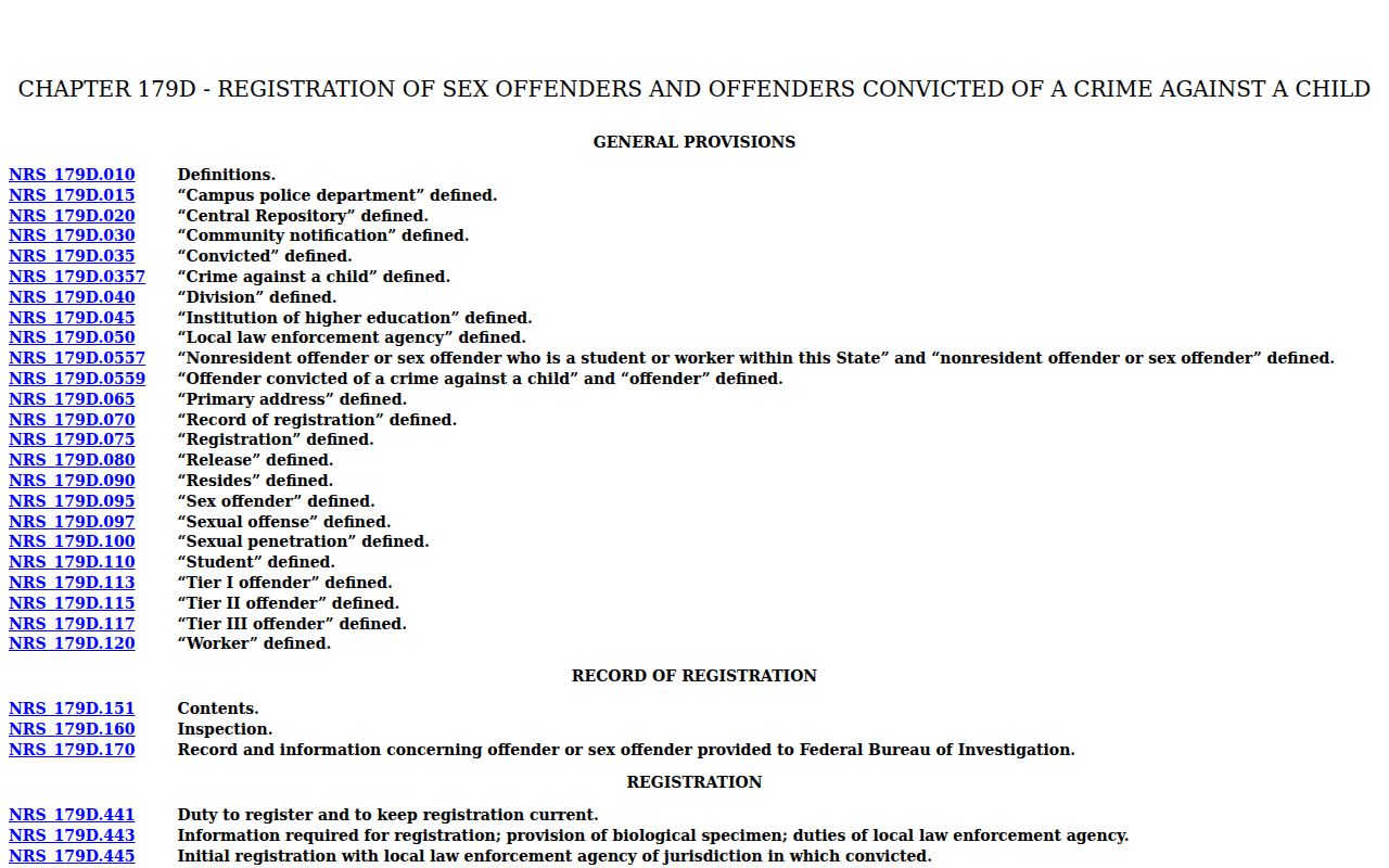 Carson City sex offender registration tiers under Nevada law